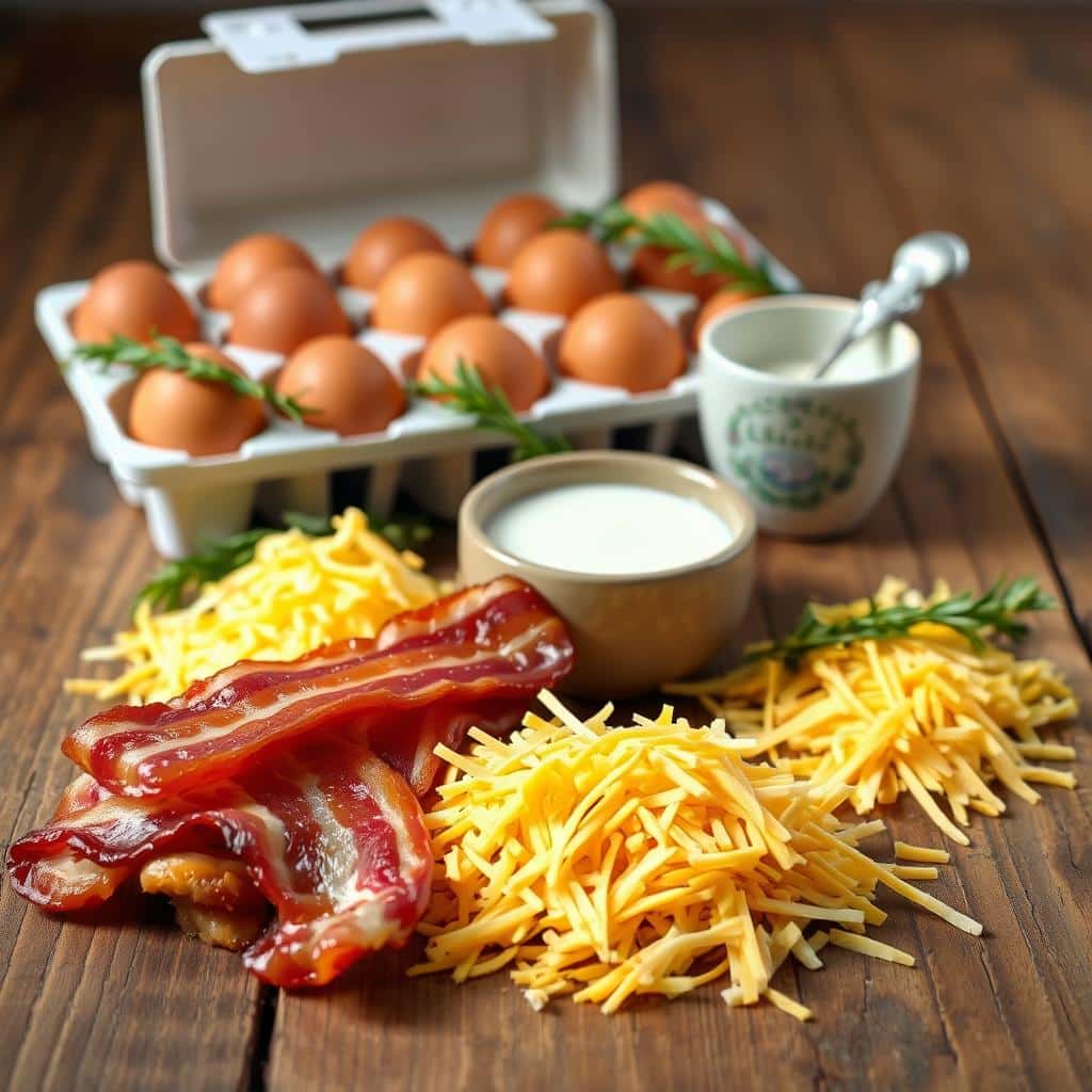 Bacon and Cheese Crustless Quiche Ingredients
