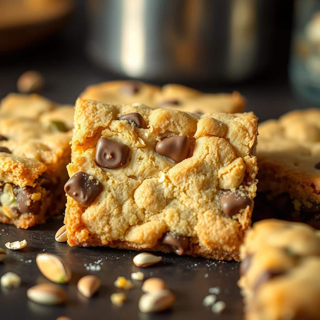 Brown Butter Dubai Pistachio Chocolate Chip Cookie Bars