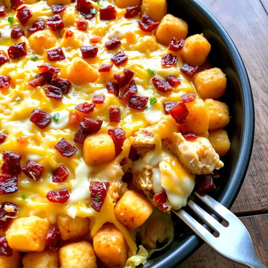 Chicken Bacon Ranch Tater Tot Casserole