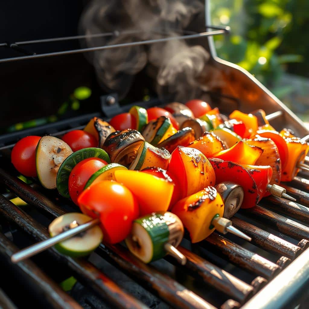 Colorful Vegetable Skewers on Grill