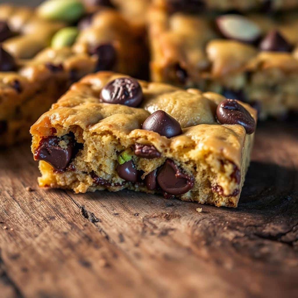 Dubai Pistachio Chocolate Chip Cookie Bars