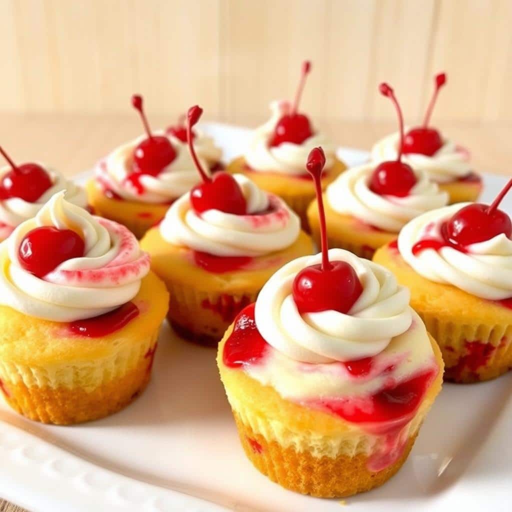 Fluffy Cherry Cheesecake Cupcakes