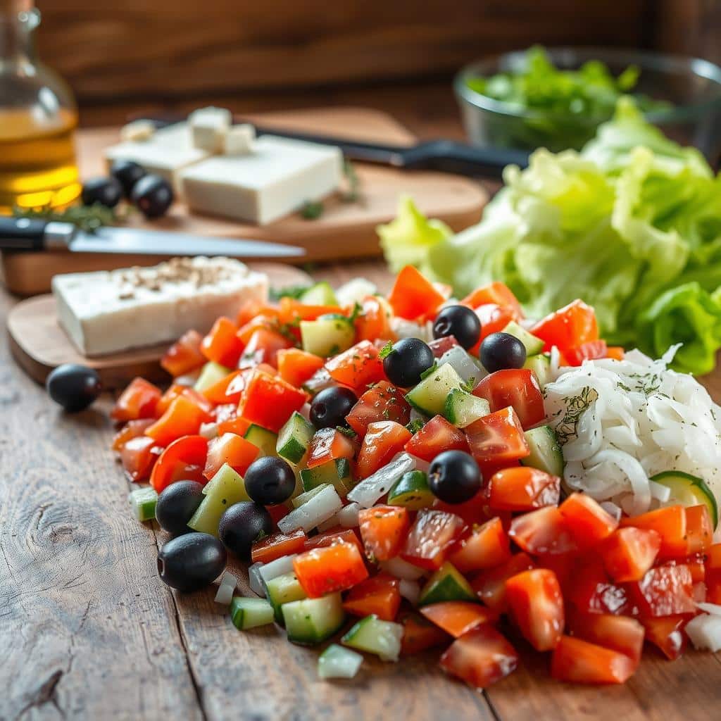 Greek Salad Preparation Steps
