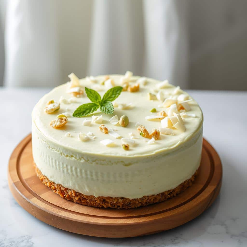 Pistachio White Chocolate Cheesecake