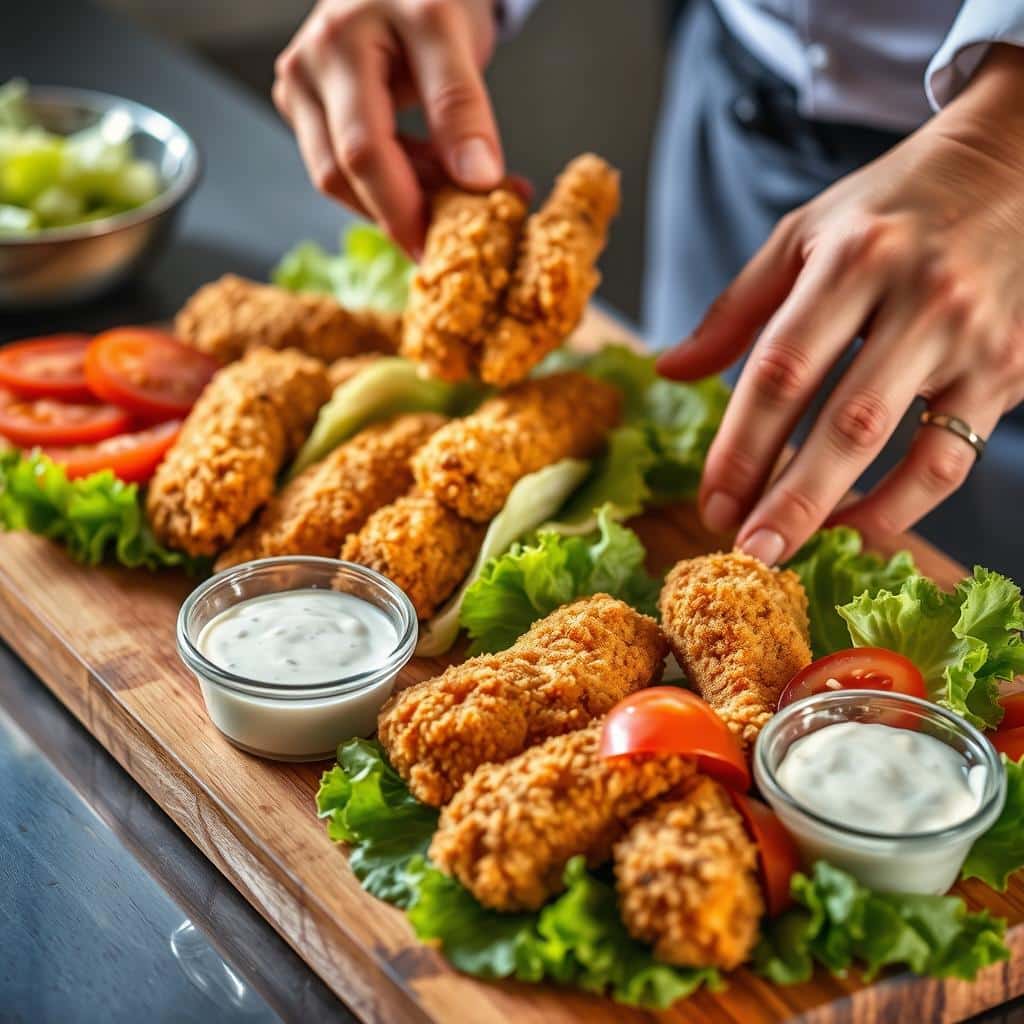 Preparing Crispy Chicken for Snack Wraps