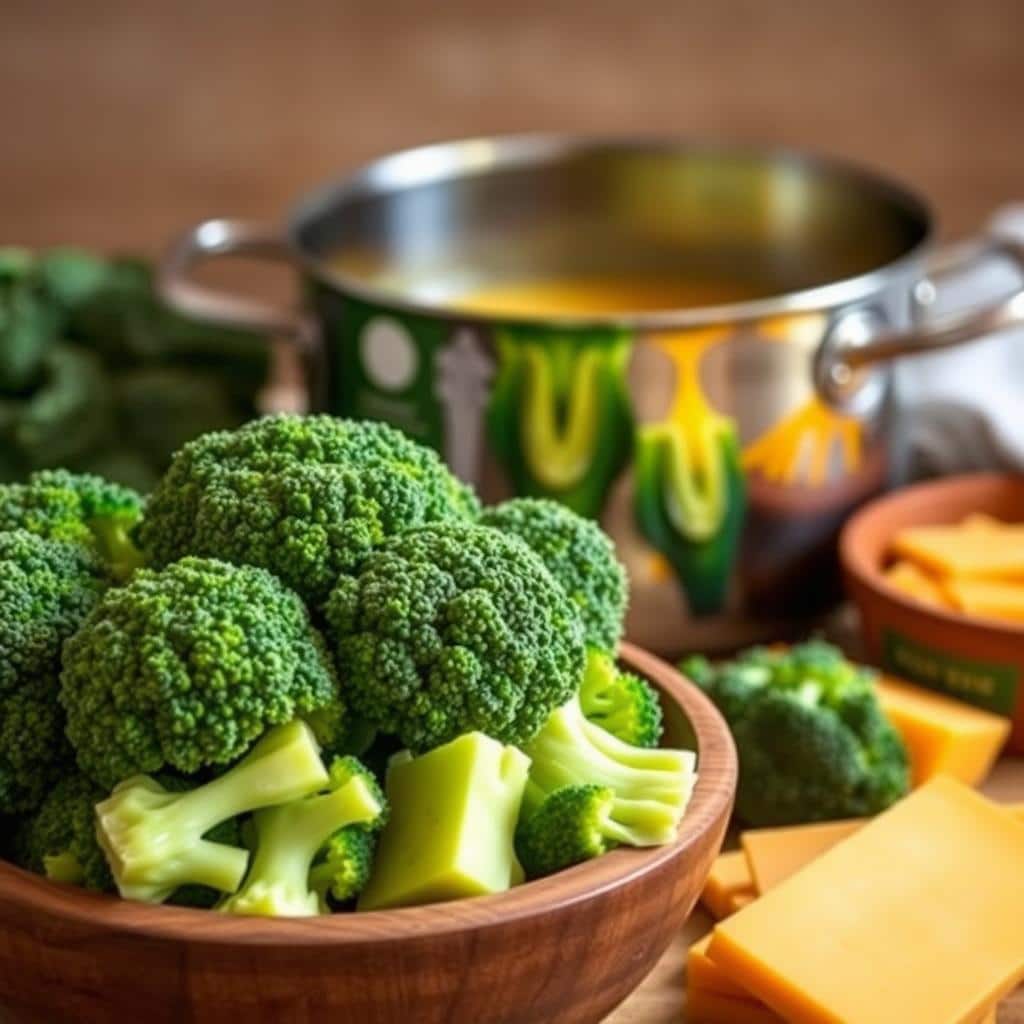 Fresh Broccoli and Cheese Ingredients