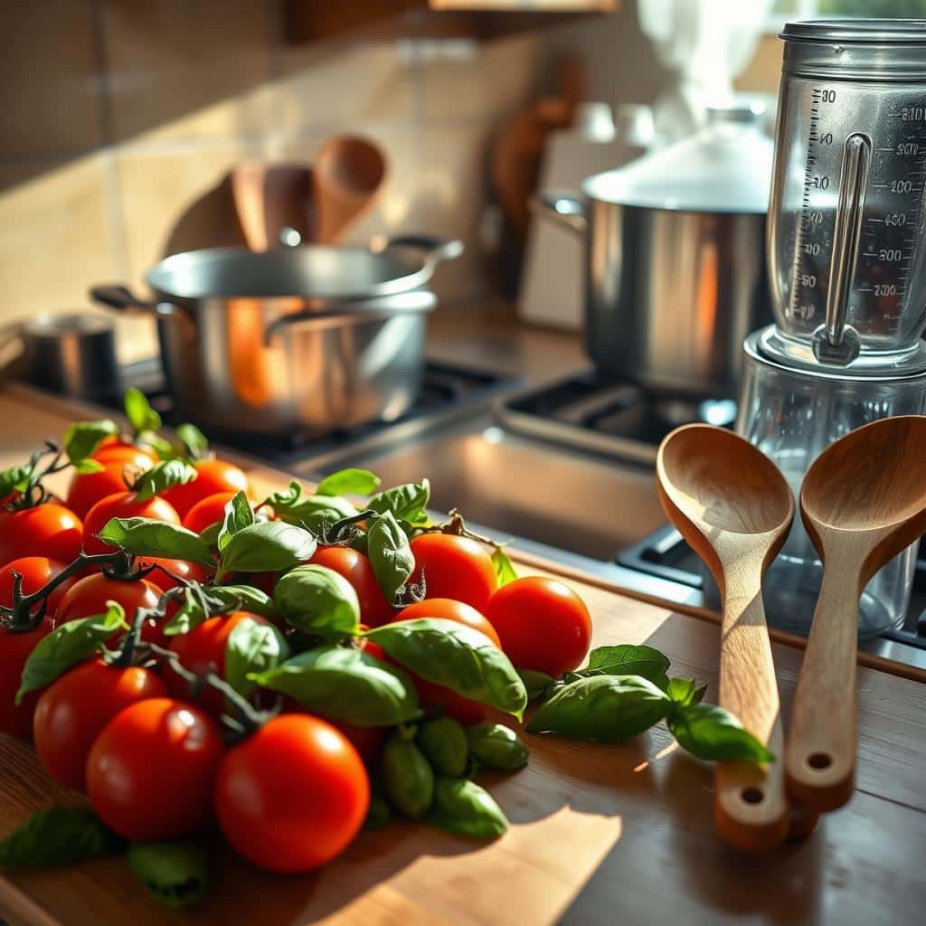 Tomato Basil Soup Preparation