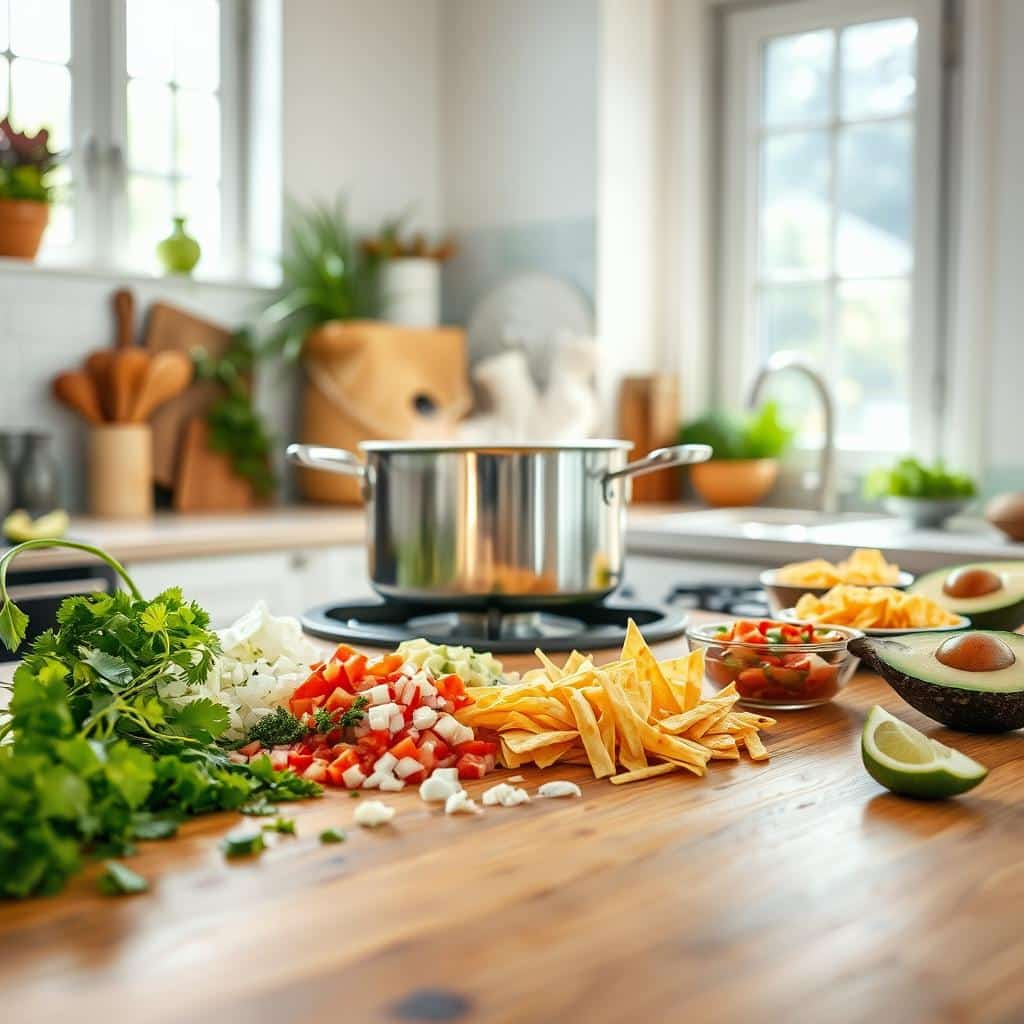 Vegetarian Tortilla Soup Preparation