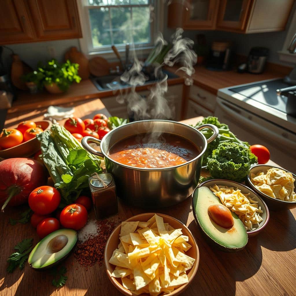Vegetarian Tortilla Soup Preparation