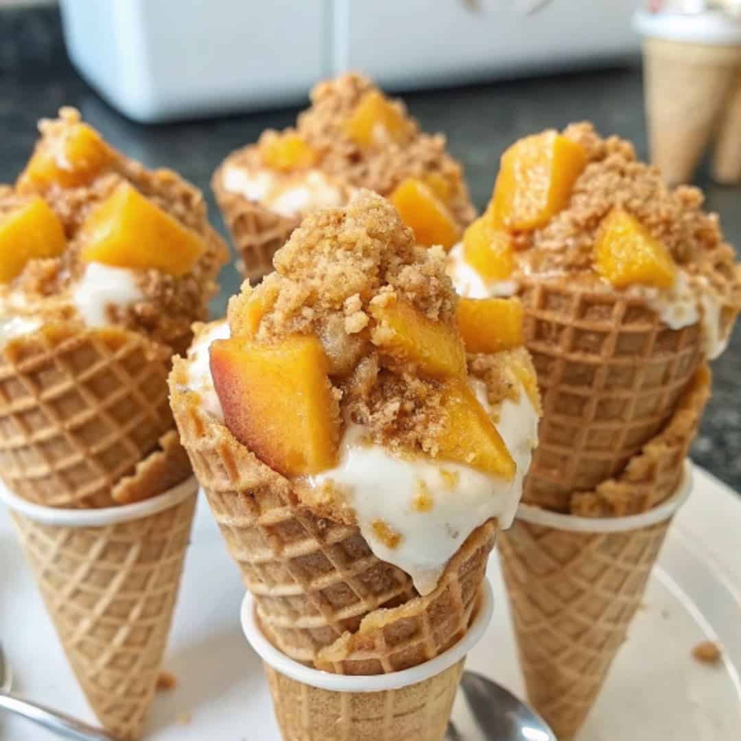 Peach Cobbler Cheesecake Cones