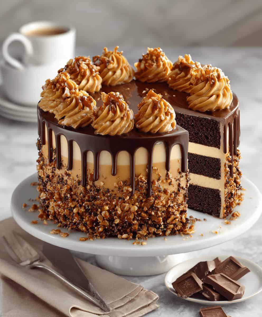 Chocolate Caramel Toffee Crunch Cake
