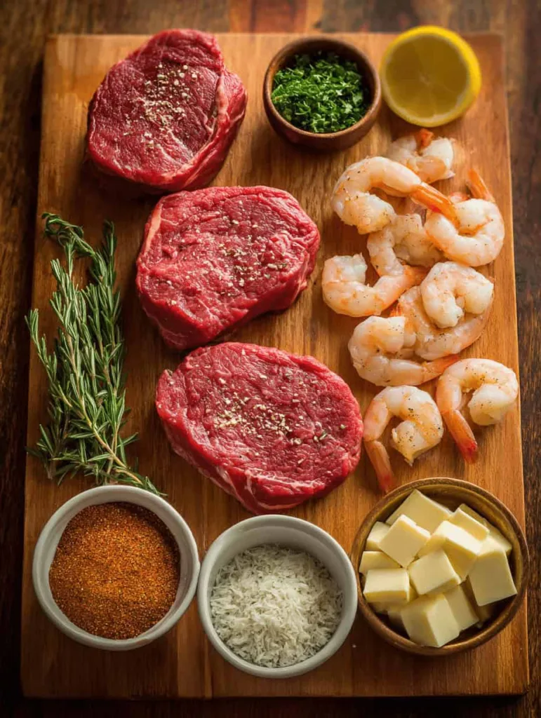 Steak in Creamy Cajun Shrimp Sauce