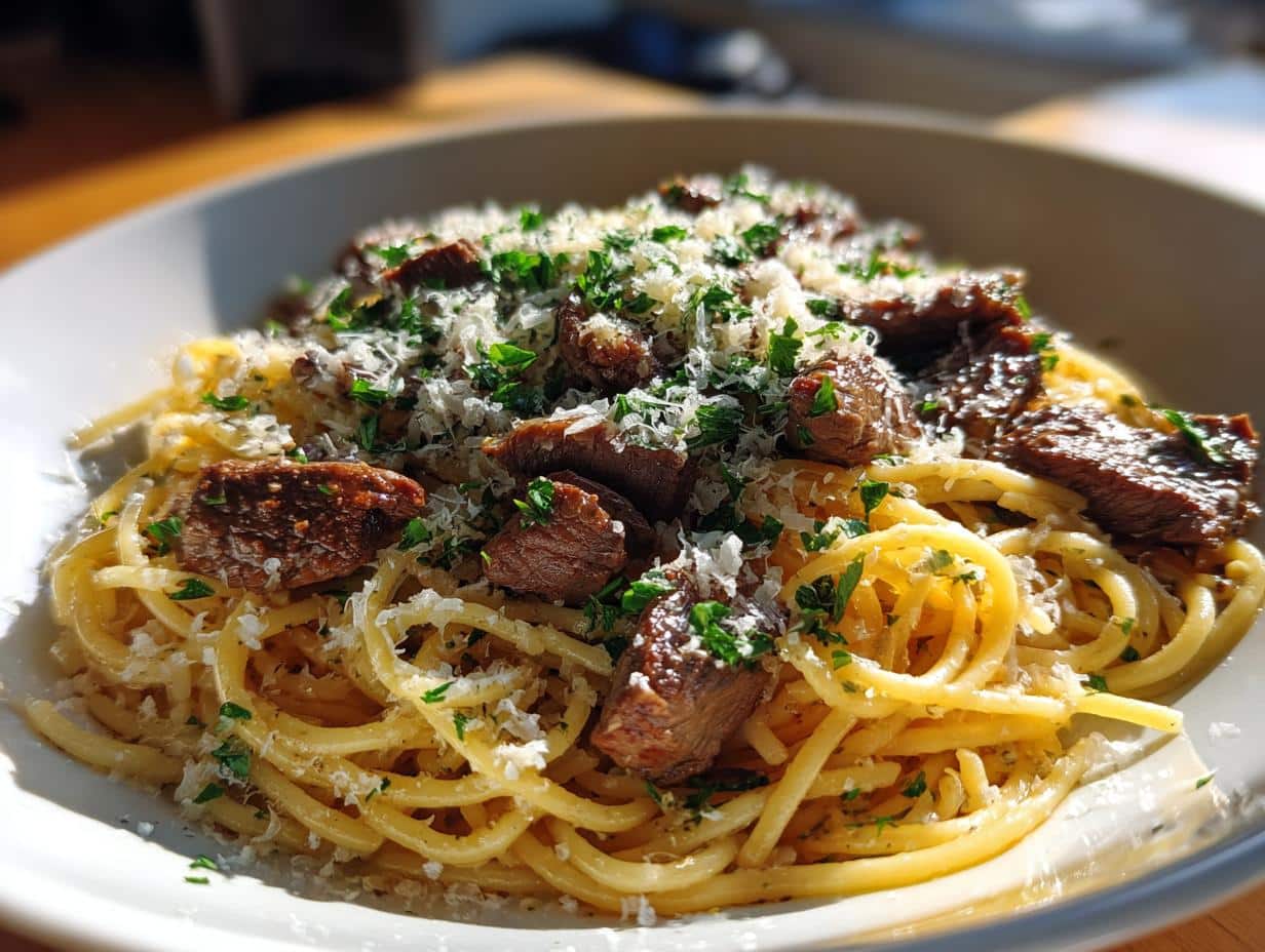 30-Minute Garlic Beef Pasta That Will Blow Your Mind