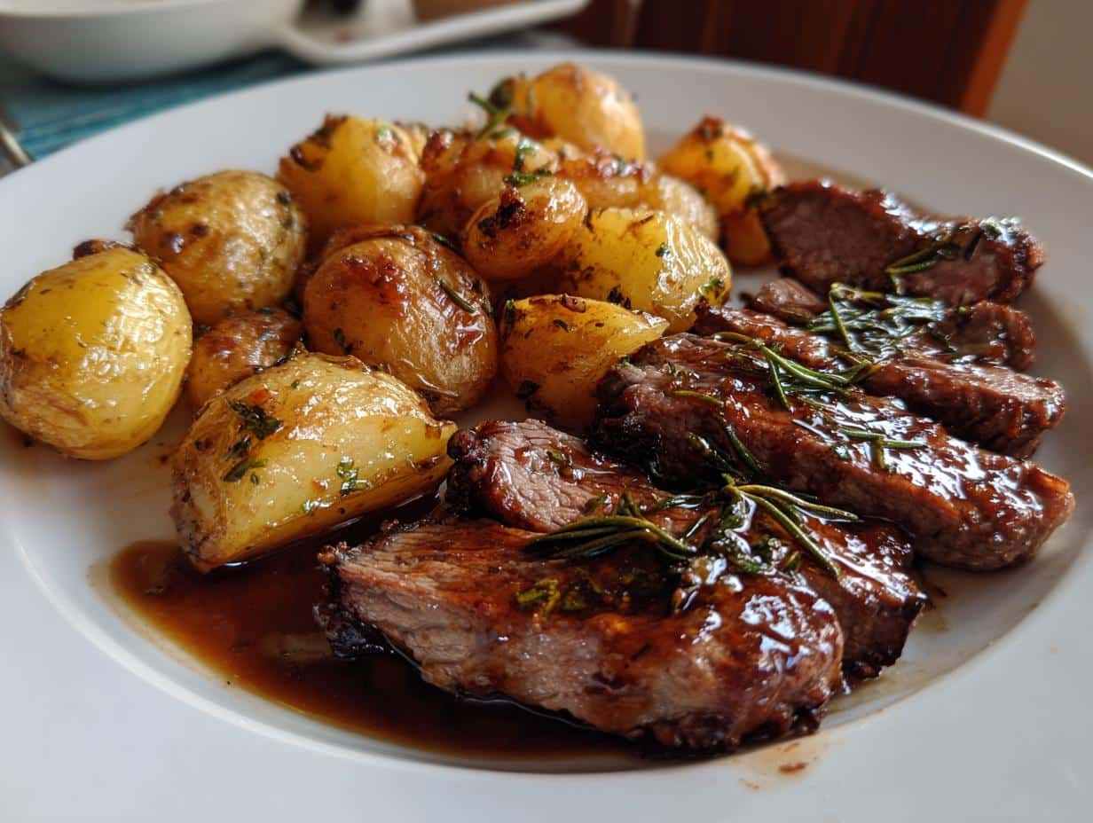 Honey Beef with Roasted Potatoes