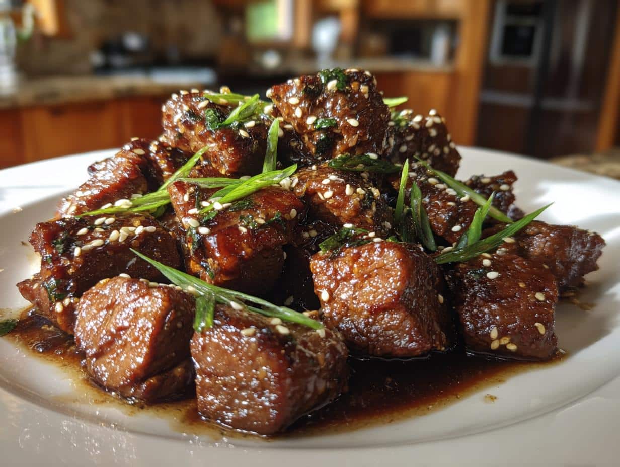 Sweet and Sticky Steak Bites
