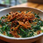 Creamed Spinach with Fried Shallots
