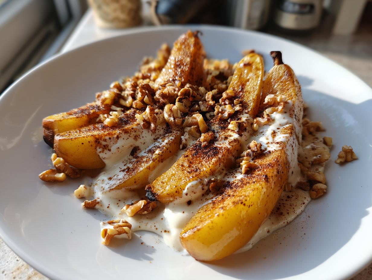 15-Minute Pan-Seared Pears with Honey-Yogurt Sauce Delight