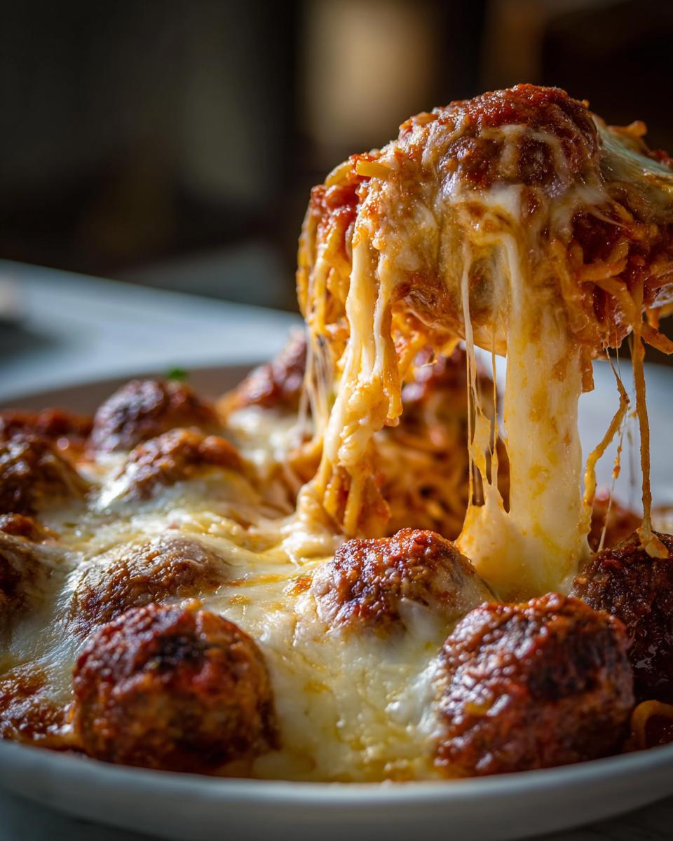 baked spaghetti and meatballs - detail 1