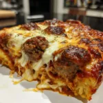 baked spaghetti and meatballs