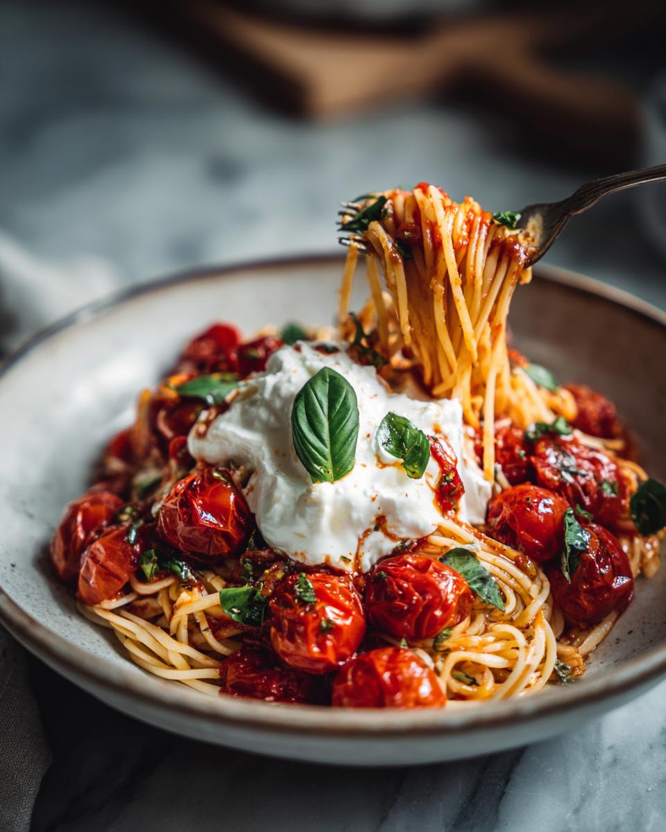 burst tomato burrata pasta - detail 1