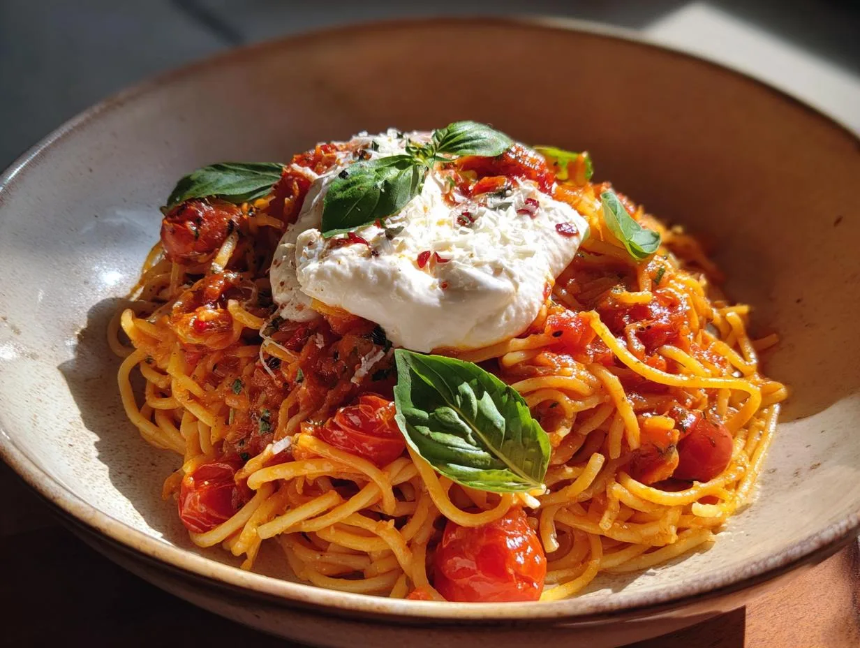 burst tomato burrata pasta