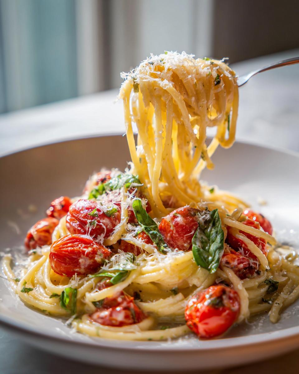 creamy cherry tomato pasta - detail 1
