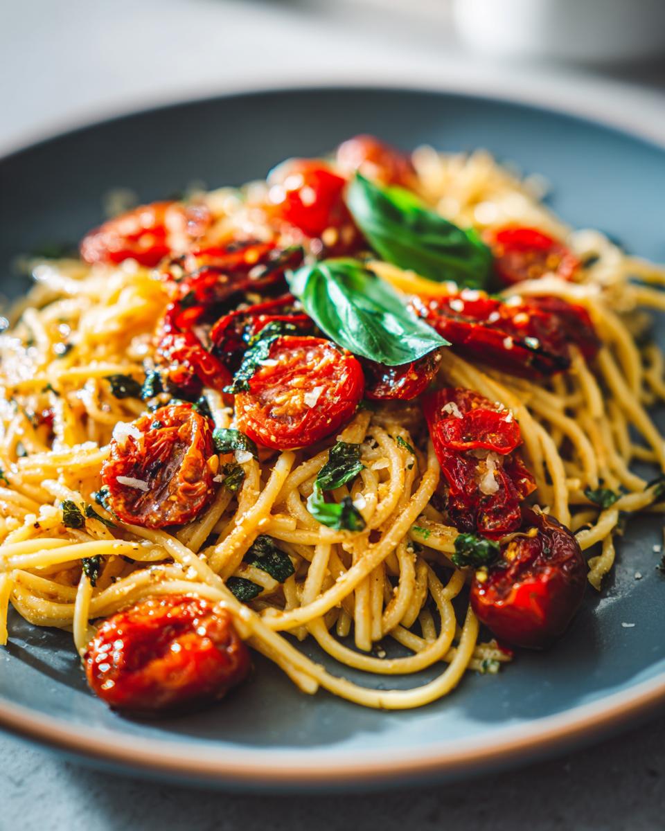 creamy roasted tomato and garlic pasta - detail 1