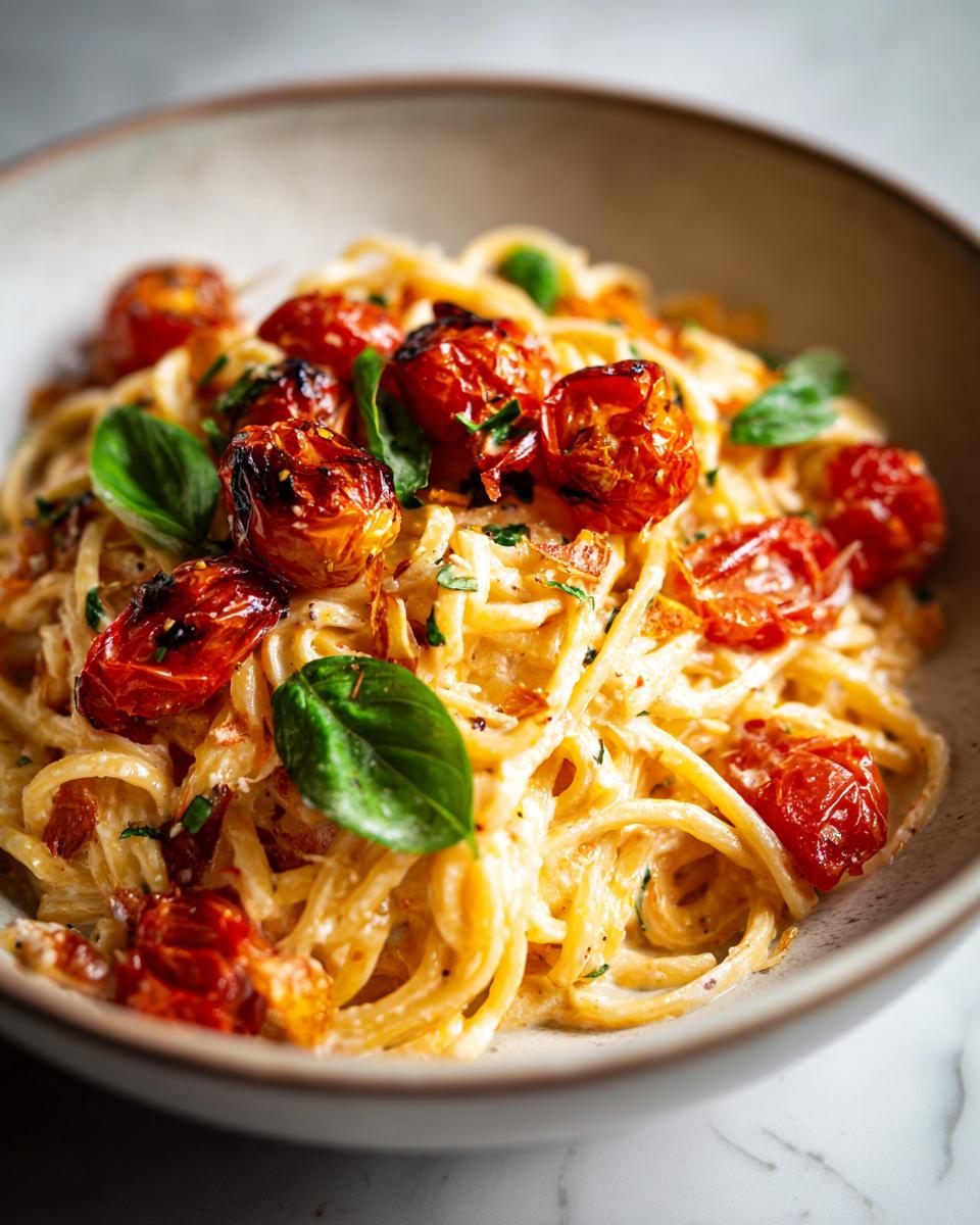creamy roasted tomato and garlic pasta - detail 3