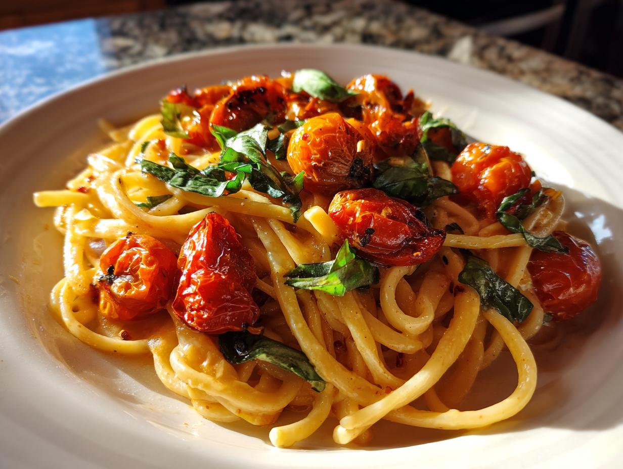 creamy roasted tomato and garlic pasta - detail 4