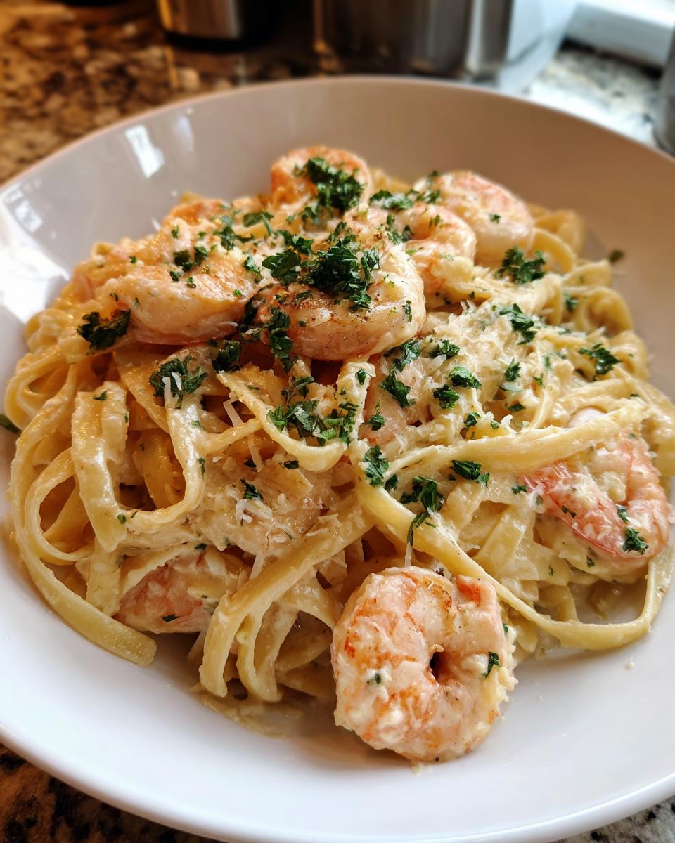 creamy shrimp fettuccine - detail 2