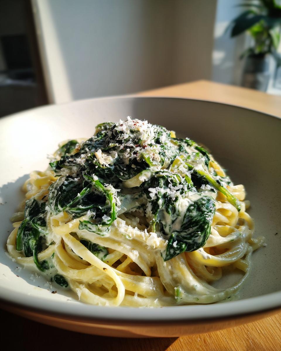 creamy spinach pasta sauce - detail 2