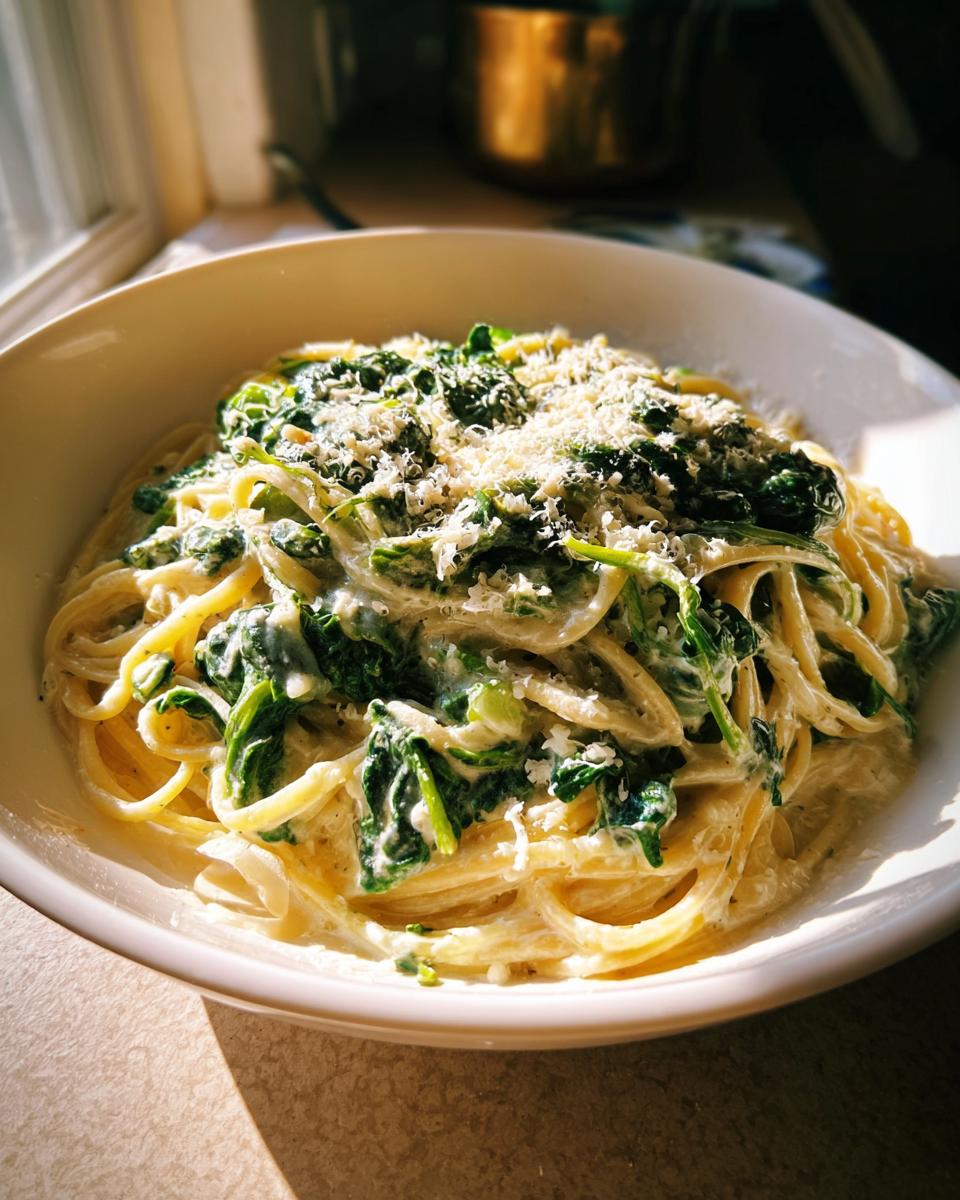 creamy spinach pasta sauce - detail 3