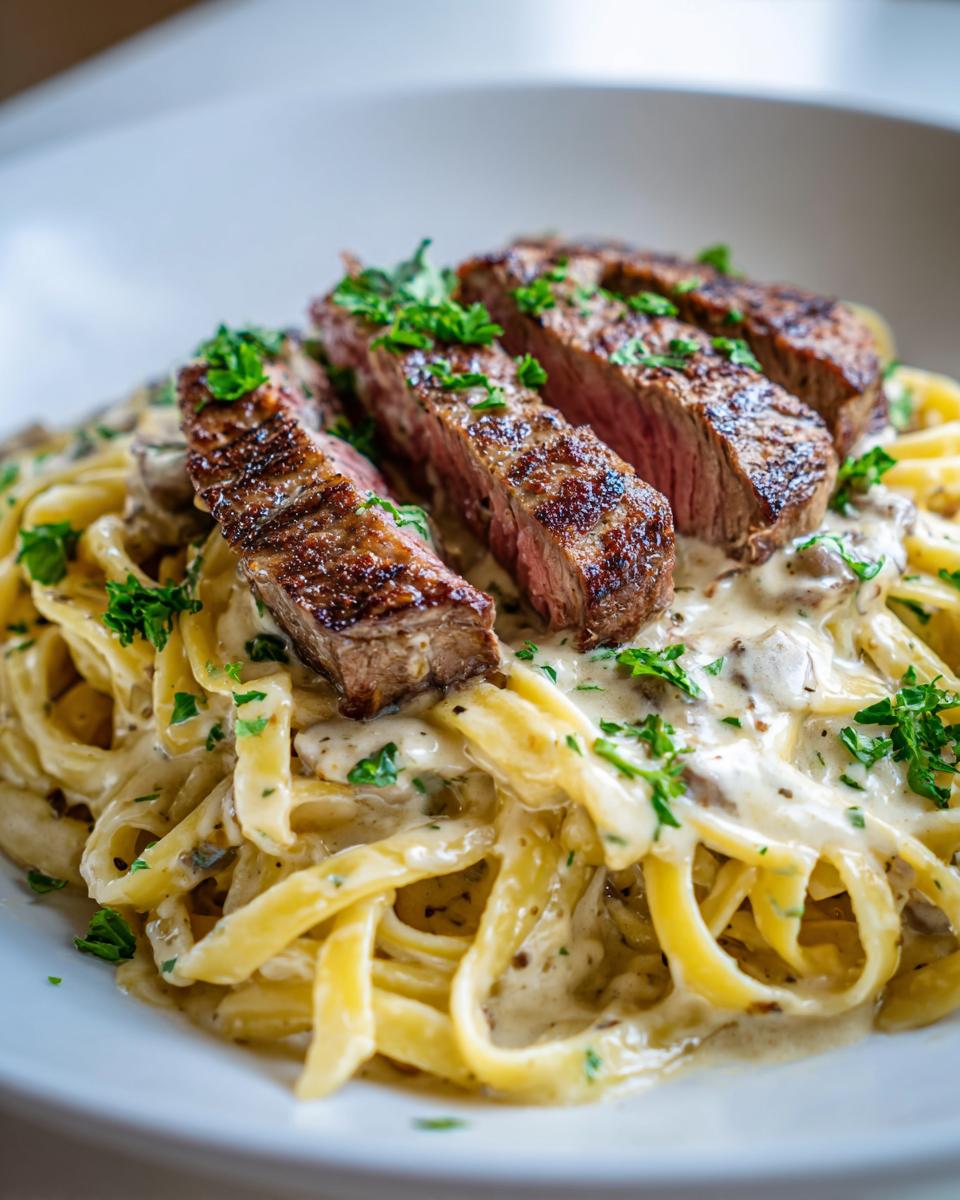 creamy steak pasta - detail 1