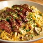 creamy steak pasta