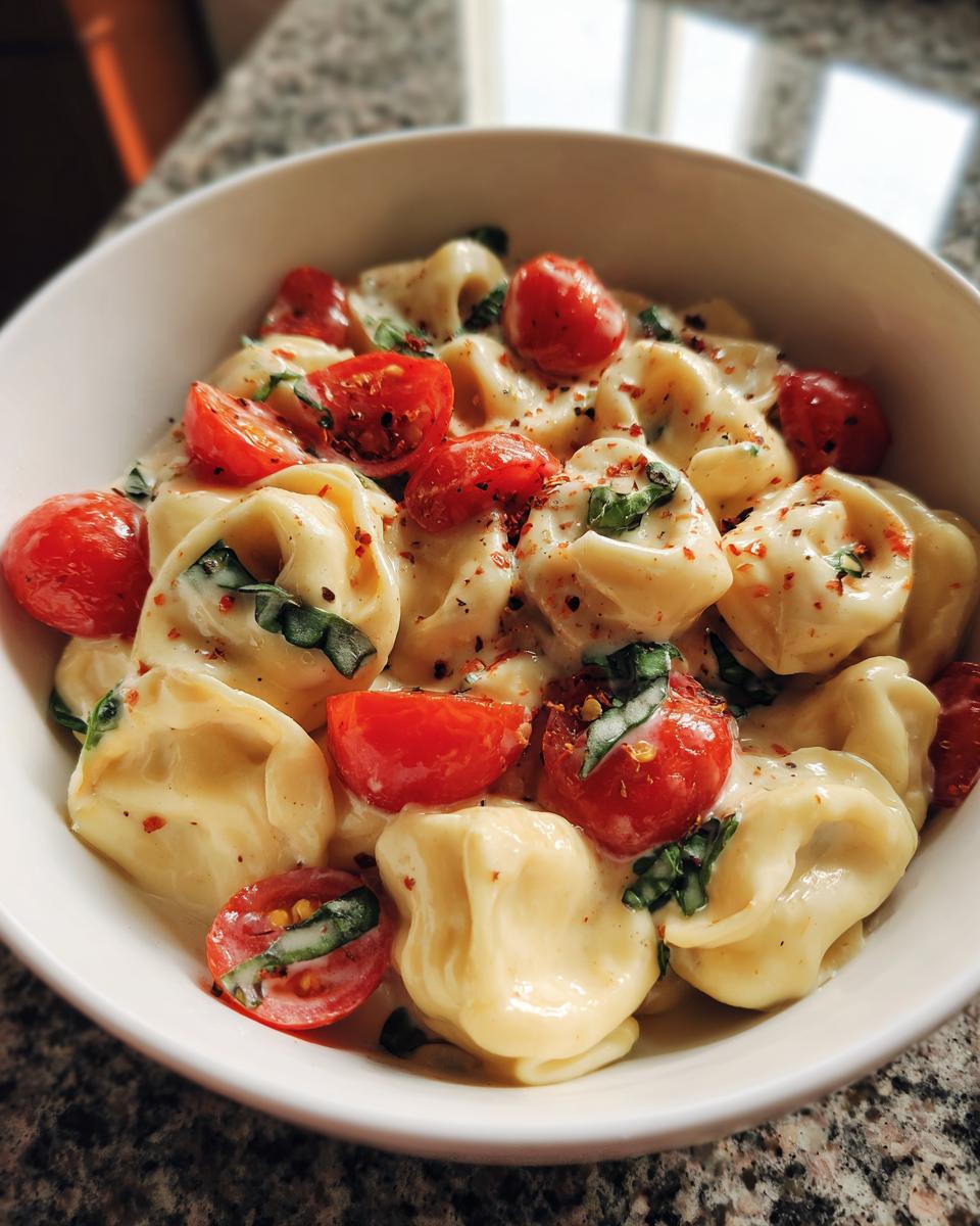 creamy tortellini with tomatoes - detail 1
