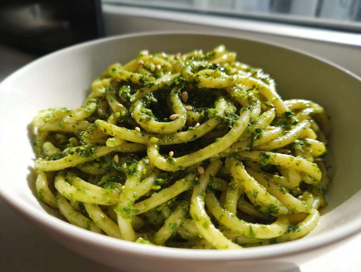 creamy vegan pesto pasta