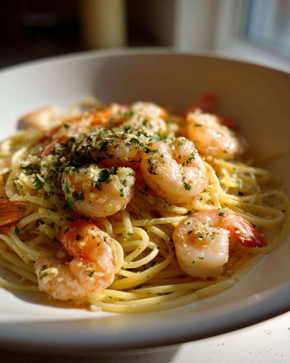 garlic butter shrimp pasta - detail 3