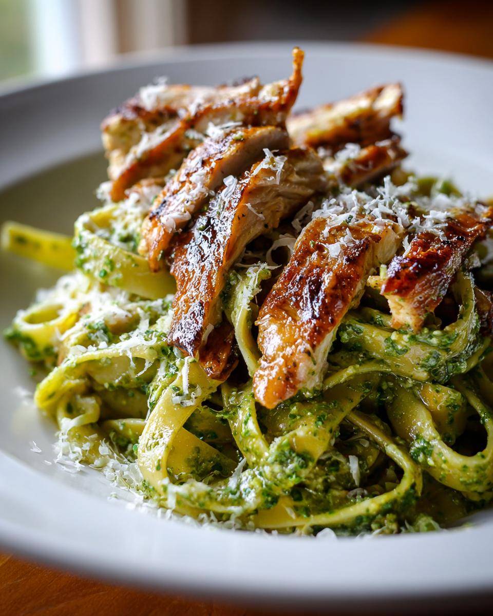 grilled chicken pesto pasta - detail 2