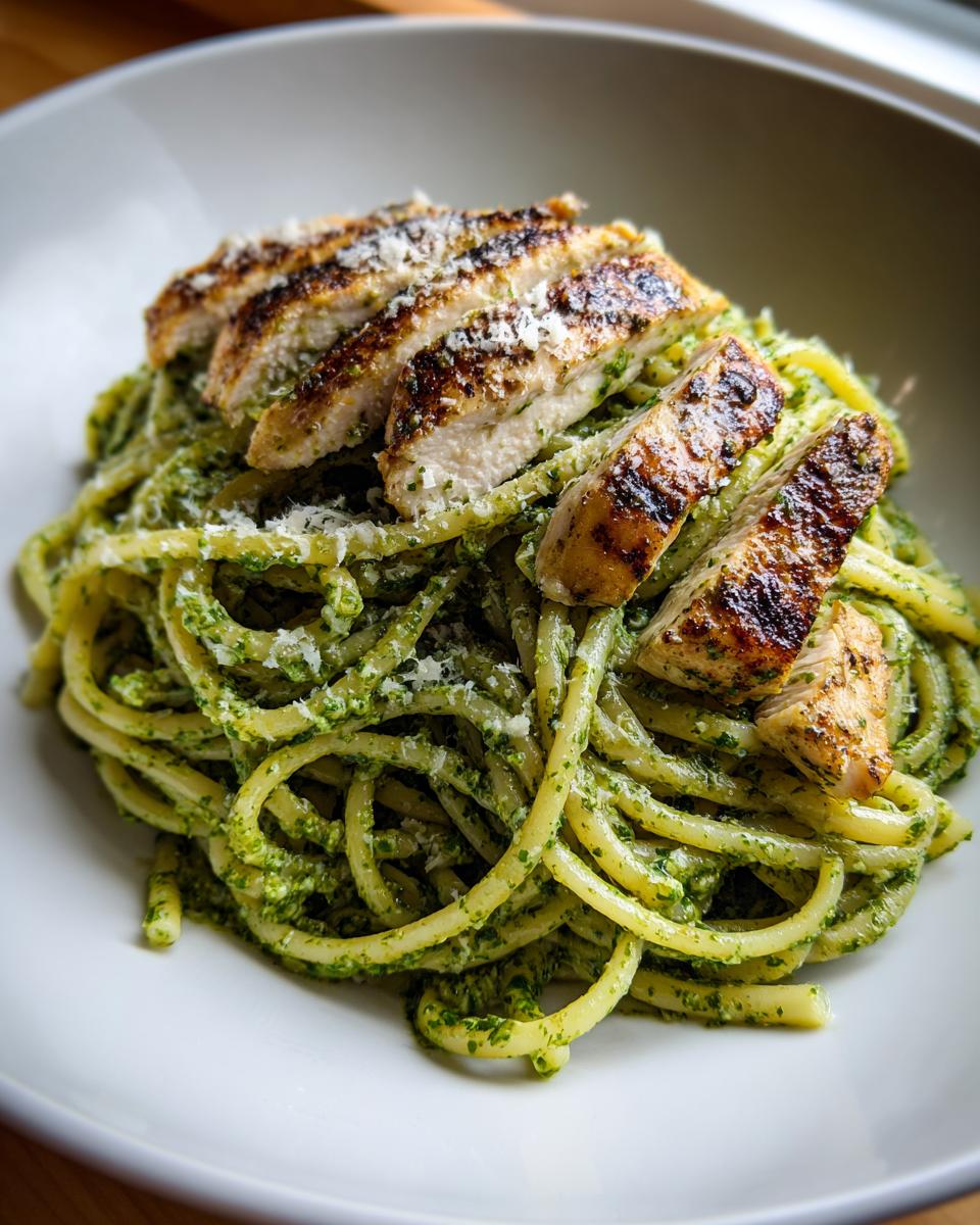 grilled chicken pesto pasta - detail 3