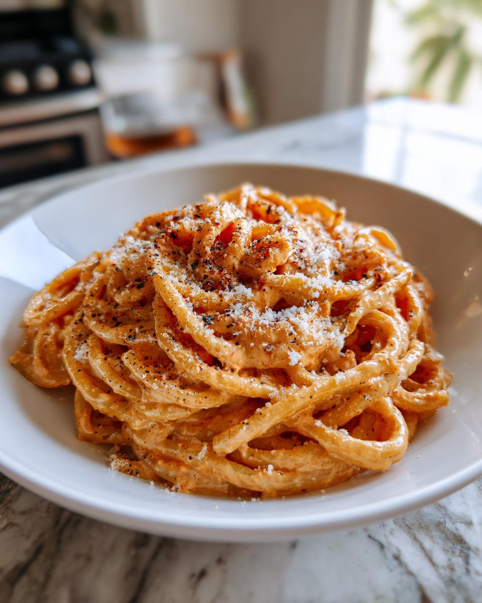 italian pink sauce pasta - detail 1