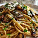 mushroom garlic spaghetti
