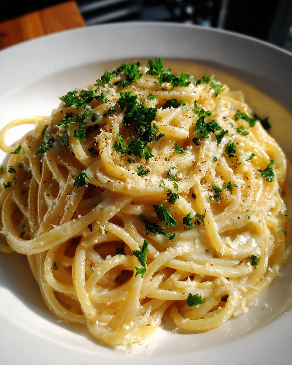 one pot creamy garlic pasta - detail 1