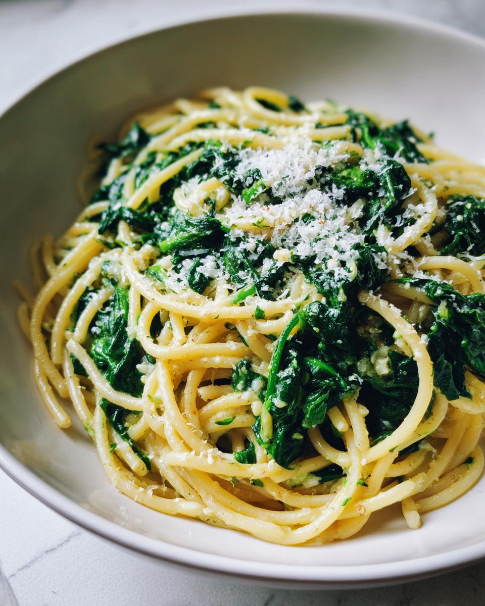quick spinach pasta - detail 1