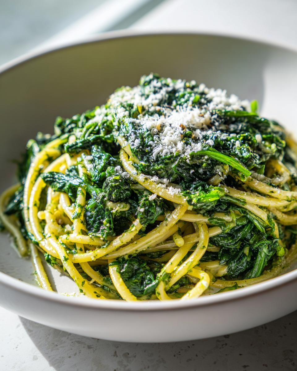 quick spinach pasta - detail 2