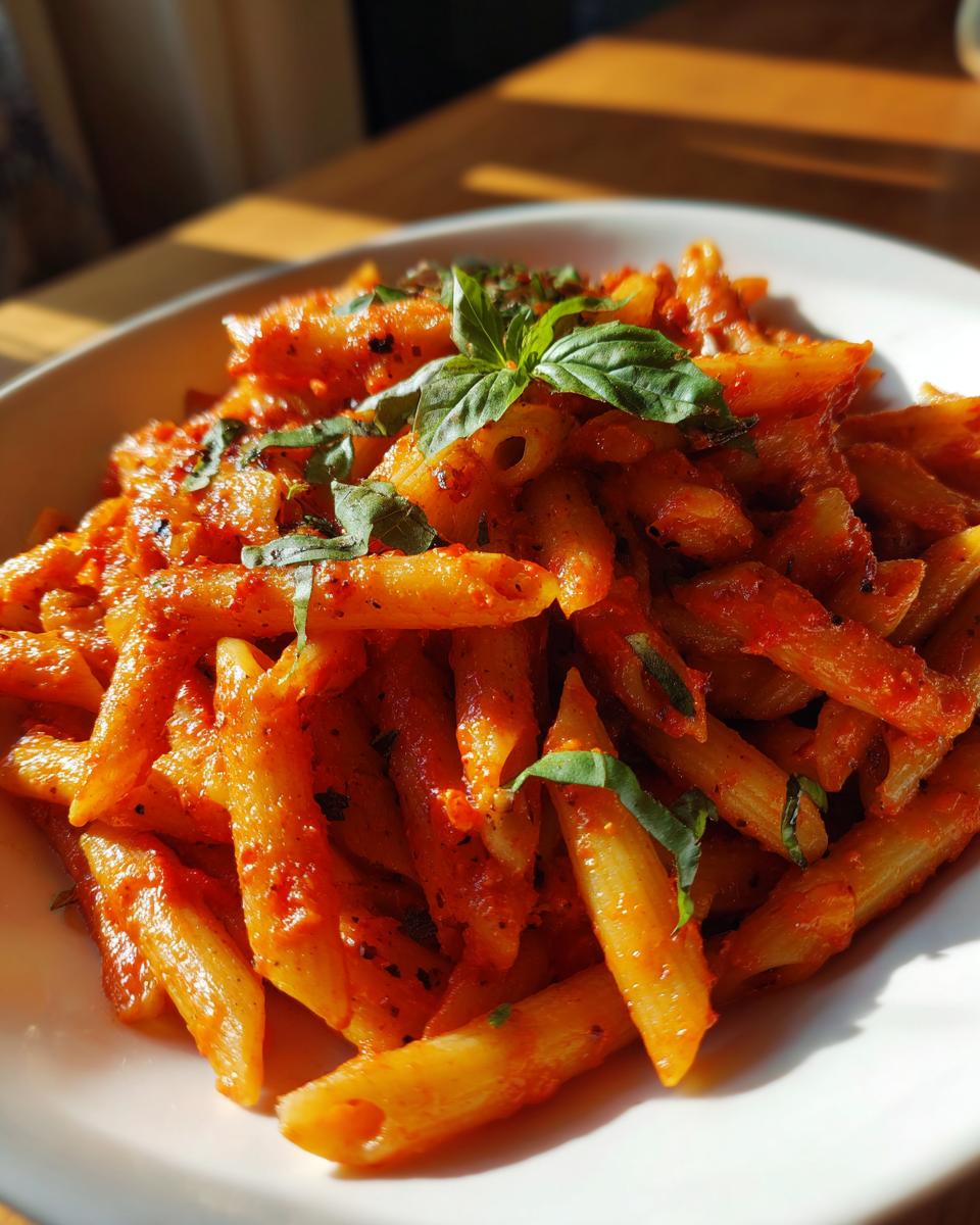 roasted red pepper pasta - detail 1