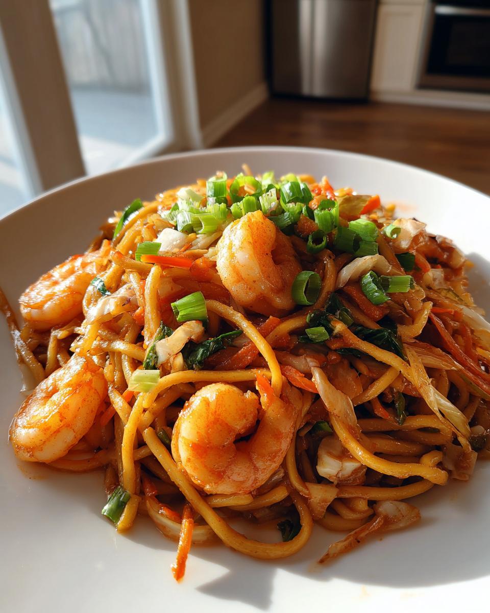 shrimp lo mein - detail 1
