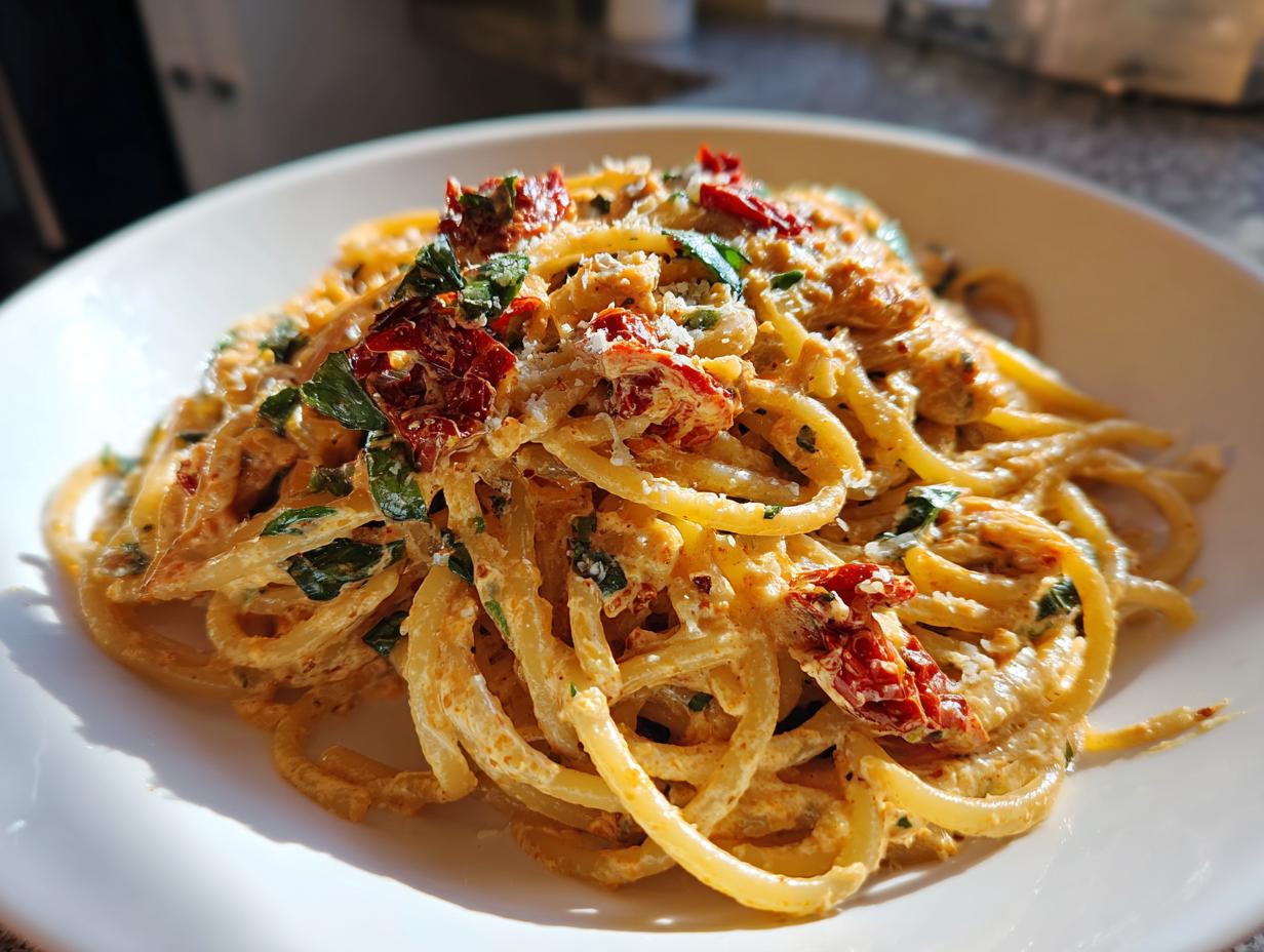 20-Minute Spaghetti with Sun-Dried Tomato Cream Sauce  

(59 characters)
