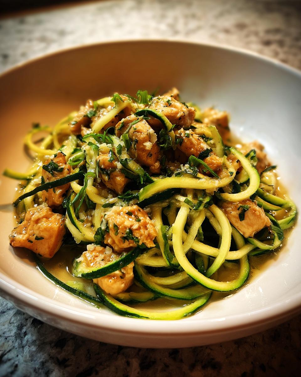 zucchini noodle chicken alfredo - detail 1