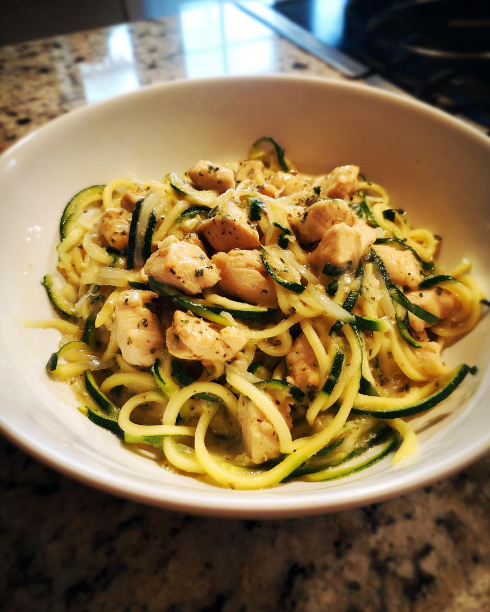 zucchini noodle chicken alfredo - detail 2