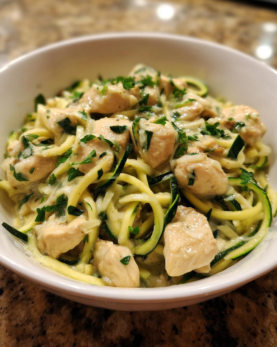 zucchini noodle chicken alfredo - detail 3